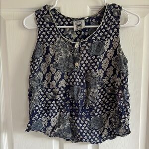 Papillon Floral Navy Sleeveless Top